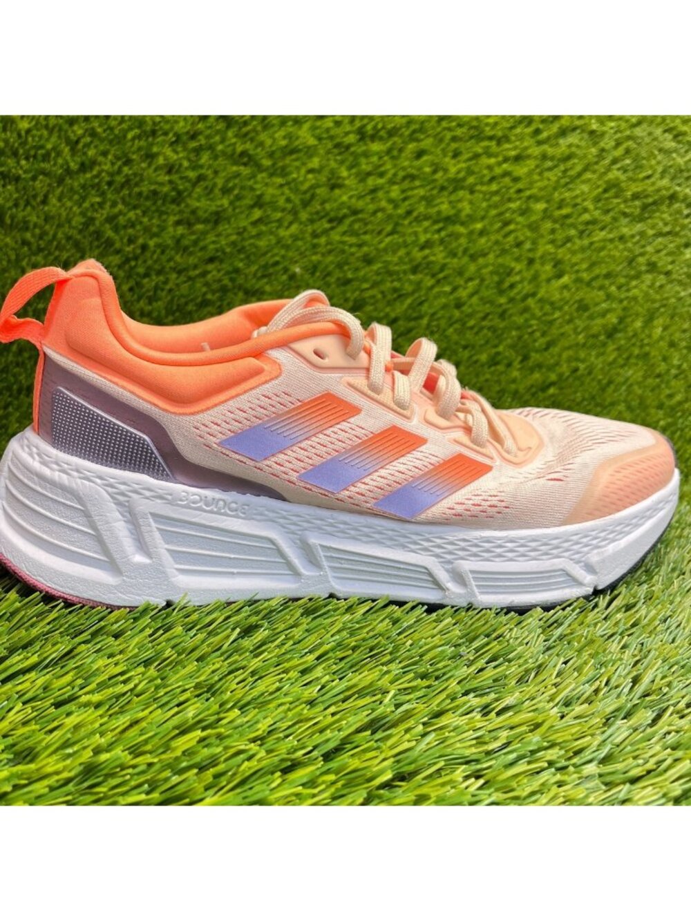Adidas Questar Womens Size 9 Orange Pink White Athletic Running Shoes Sneakers